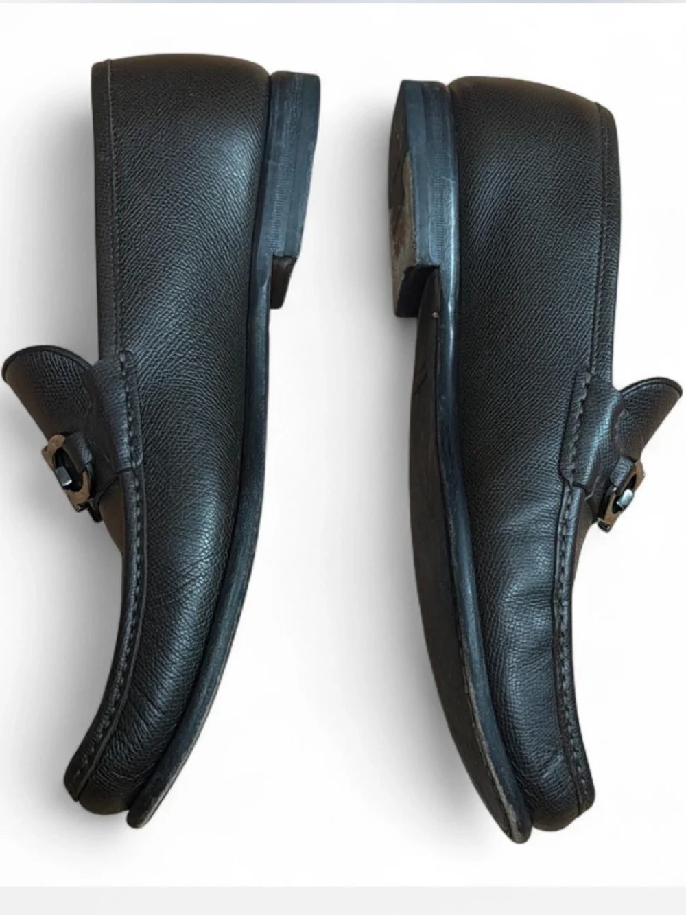 Salvatore Ferragamo Dark Brown Texture Leather w/ Horsebit Strap Loafers 10.5 EE